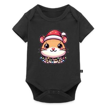 Père Noël chapeau Noël guirlandes lumineuses Degu - Body à manches courtes Premium Bébé - noir - Devant