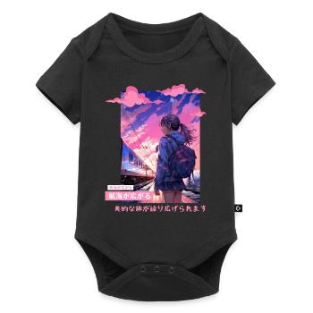 Japanese Aesthetic Countryside Kawaii Girl Vaporwa - Baby Premium Kurzarmbody - Schwarz - Vorne
