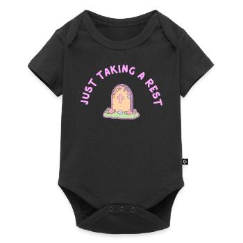 Just Taking A Rest Funny Cute Pastel Grave Sweet H - Baby Premium Kurzarmbody - Schwarz - Vorne