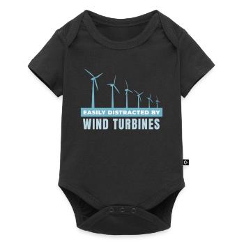 Facilement distrait par les éoliennes - Body à manches courtes Premium Bébé - noir - Devant