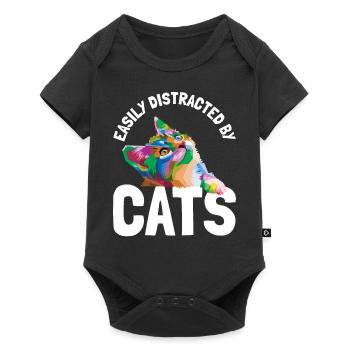 Easily distracted by cats - Baby Premium short-sleeve bodysuit - black - Front