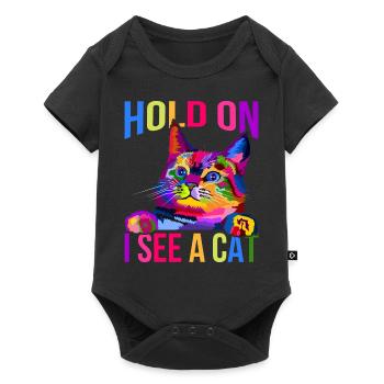 Wait, I see a cat - Baby Premium short-sleeve bodysuit - black - Front