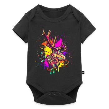 Colorful deer - Baby Premium short-sleeve bodysuit - black - Front