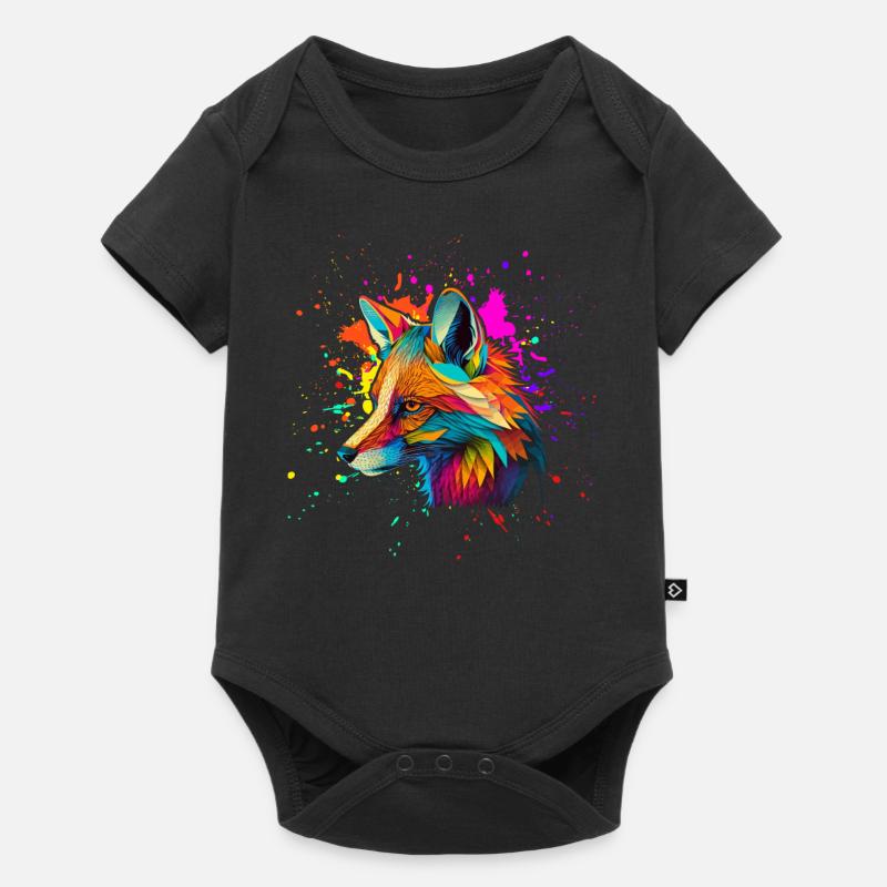 Renard coloré - Body à manches courtes Premium Bébé - noir