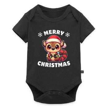 Père Noël chapeau Noël fée lumières Wrap ours - Body à manches courtes Premium Bébé - noir - Devant