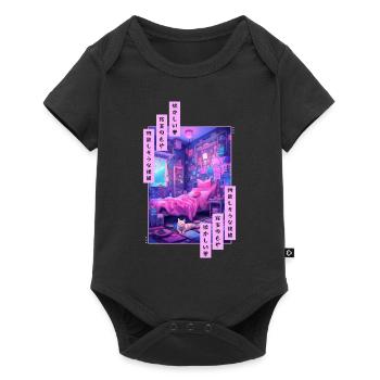 Vaporwave Japanese Pastel Aesthetic Soft Anime Ret - Baby Premium Kurzarmbody - Schwarz - Vorne