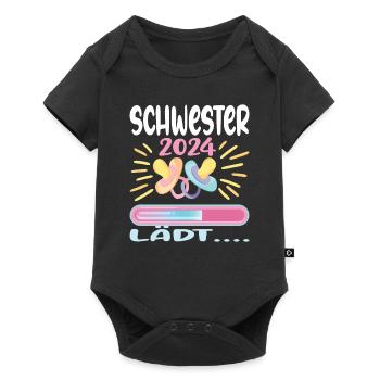 Schwester werden Schwester 2024 - Baby Premium Kurzarmbody - Schwarz - Vorne