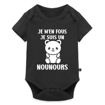 Ours en peluche petit nounours - Body à manches courtes Premium Bébé - noir - Devant