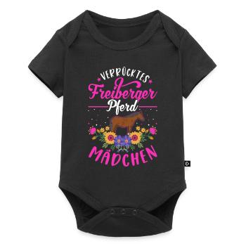 Verrücktes Freiberger Pferd Mädchen - Baby Premium Kurzarmbody - Schwarz - Vorne