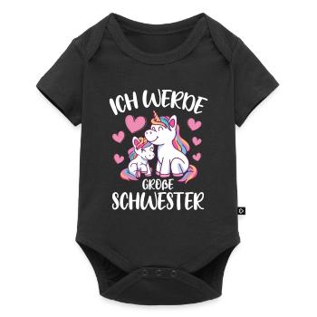 Ich Werde Große Schwester Einhorn Schwestern Idee - Baby Premium Kurzarmbody - Schwarz - Vorne