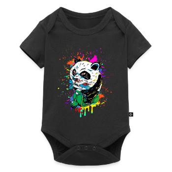 Scooter Riding Panda - Baby Premium short-sleeve bodysuit - black - Front