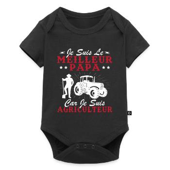 Je suis le meilleur papa car je suis Agriculteur - Body à manches courtes Premium Bébé - noir - Devant