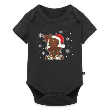 Okapi Weihnachten Winter Tiere Okapis - Baby Premium Kurzarmbody - Schwarz - Vorne