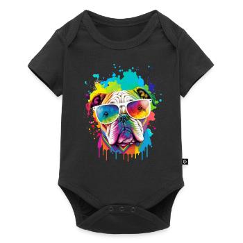 Colorful bulldog head - Baby Premium short-sleeve bodysuit - black - Front