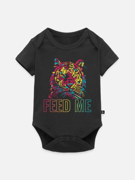 Füttere mich - Baby Premium Kurzarmbody - Schwarz