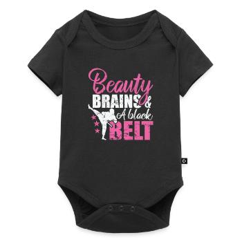 Beauty Brains and a Black Belt Taekwondo - Baby Premium short-sleeve bodysuit - black - Front