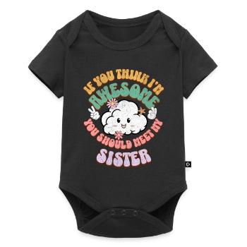 Geschwister Schwester - Baby Premium Kurzarmbody - Schwarz - Vorne