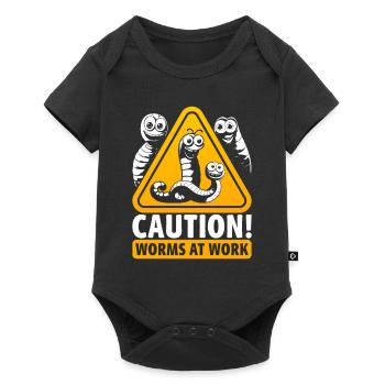 Worm Breeding Caution Worms At Work - Baby Premium short-sleeve bodysuit - black - Front
