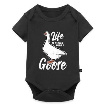 Life is better with a goose - Gänse Fan - Baby Premium short-sleeve bodysuit - black - Front