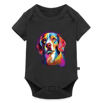 Watercolor Colorful Beagle - Baby Premium short-sleeve bodysuit - black - Front
