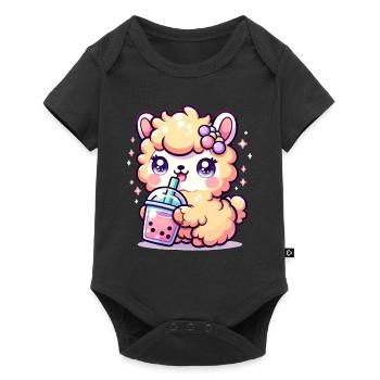 Lama kawaii sirote du thé à bulles Lama mignon thé Boba - Body à manches courtes Premium Bébé - noir - Devant