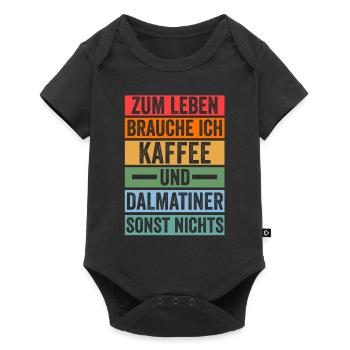 Kaffee Hund Dalmatiner - Baby Premium Kurzarmbody - Schwarz - Vorne