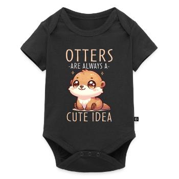 Adorable illustration de loutre pour les amateurs d’animaux - Body à manches courtes Premium Bébé - noir - Devant