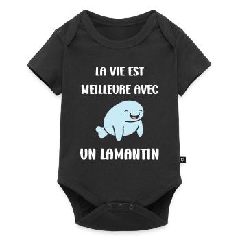 Drôle bébé minimaliste simple petit lamantin - Body à manches courtes Premium Bébé - noir - Devant