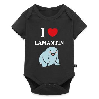 Drôle bébé minimaliste simple petit lamantin - Body à manches courtes Premium Bébé - noir - Devant