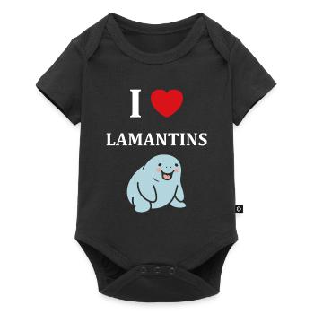 Drôle bébé minimaliste simple petit lamantin - Body à manches courtes Premium Bébé - noir - Devant