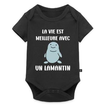 Drôle bébé minimaliste simple petit lamantin - Body à manches courtes Premium Bébé - noir - Devant