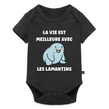 Drôle bébé minimaliste simple petit lamantin - Body à manches courtes Premium Bébé - noir - Devant