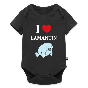 Drôle bébé minimaliste simple petit lamantin - Body à manches courtes Premium Bébé - noir - Devant
