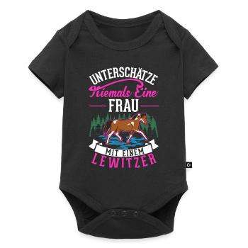 Lewitzer Pferd Besitzerin Lewitzer - Baby Premium Kurzarmbody - Schwarz - Vorne