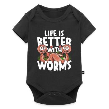 Worm breeding Worm breeders Vermiculture - Baby Premium short-sleeve bodysuit - black - Front