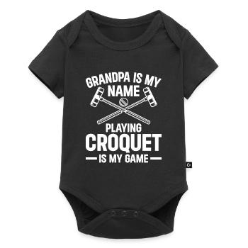 Grand-père joueur Grand-père est mon nom jouant au croquet - Body à manches courtes Premium Bébé - noir - Devant