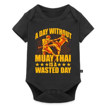 A day without Muay Thai is a waste day - Baby Premium short-sleeve bodysuit - black - Front