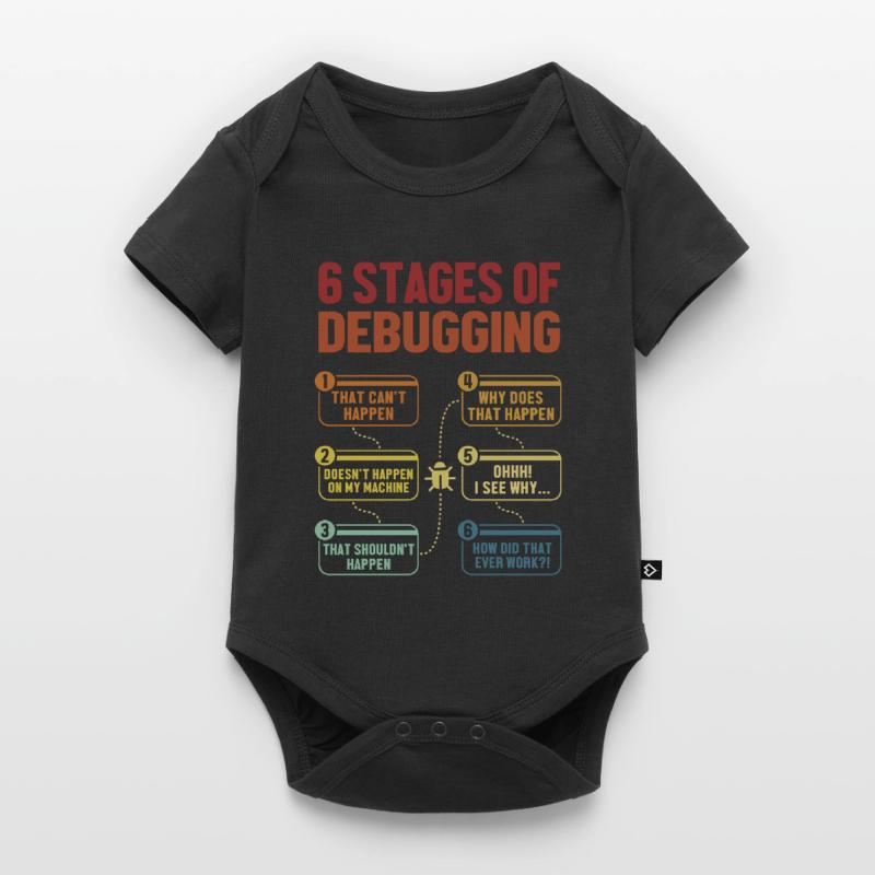 6 Stages of Debugging Software Engineer Coder Baby Premium short-sleeve bodysuit