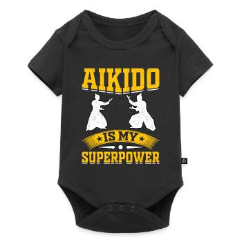 L’aïkido est mon superpouvoir - Body à manches courtes Premium Bébé - noir - Devant