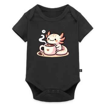 Kaffeebohnen mit Kaffee Axolotl - Baby Premium Kurzarmbody - Schwarz - Vorne