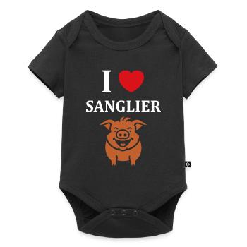 Humour petit sanglier - Body à manches courtes Premium Bébé - noir - Devant