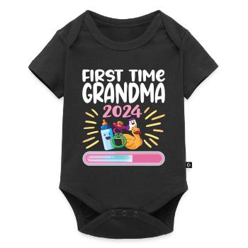 Oma 2024 werdende Oma 2024 Loading - Baby Premium Kurzarmbody - Schwarz - Vorne