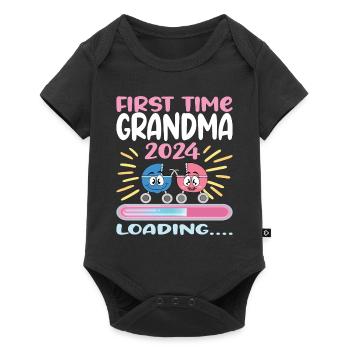 Oma 2024 werdende Oma 2024 Loading - Baby Premium Kurzarmbody - Schwarz - Vorne