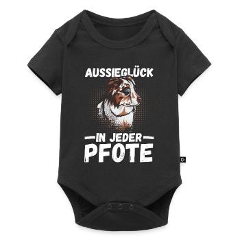 Australian Shepherd Hund Aussie - Baby Premium Kurzarmbody - Schwarz - Vorne