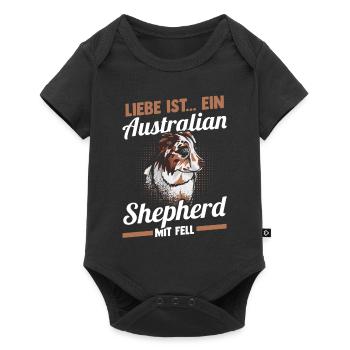 Australian Shepherd Hund Aussie - Baby Premium Kurzarmbody - Schwarz - Vorne