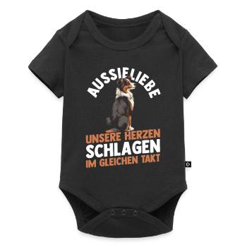 Australian Shepherd Hund Aussie - Baby Premium Kurzarmbody - Schwarz - Vorne