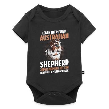 Australian Shepherd Hund Aussie - Baby Premium Kurzarmbody - Schwarz - Vorne