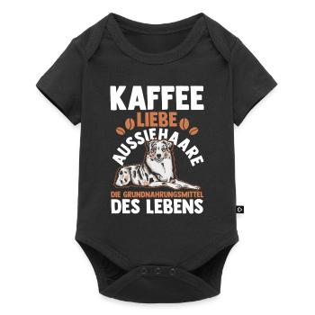 Kaffee Australian Shepherd Hund Aussie - Baby Premium Kurzarmbody - Schwarz - Vorne