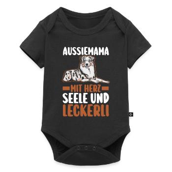 Australian Shepherd Hundemama Hund Aussie - Baby Premium Kurzarmbody - Schwarz - Vorne
