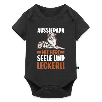 Australian Shepherd Hund Aussie - Baby Premium Kurzarmbody - Schwarz - Vorne